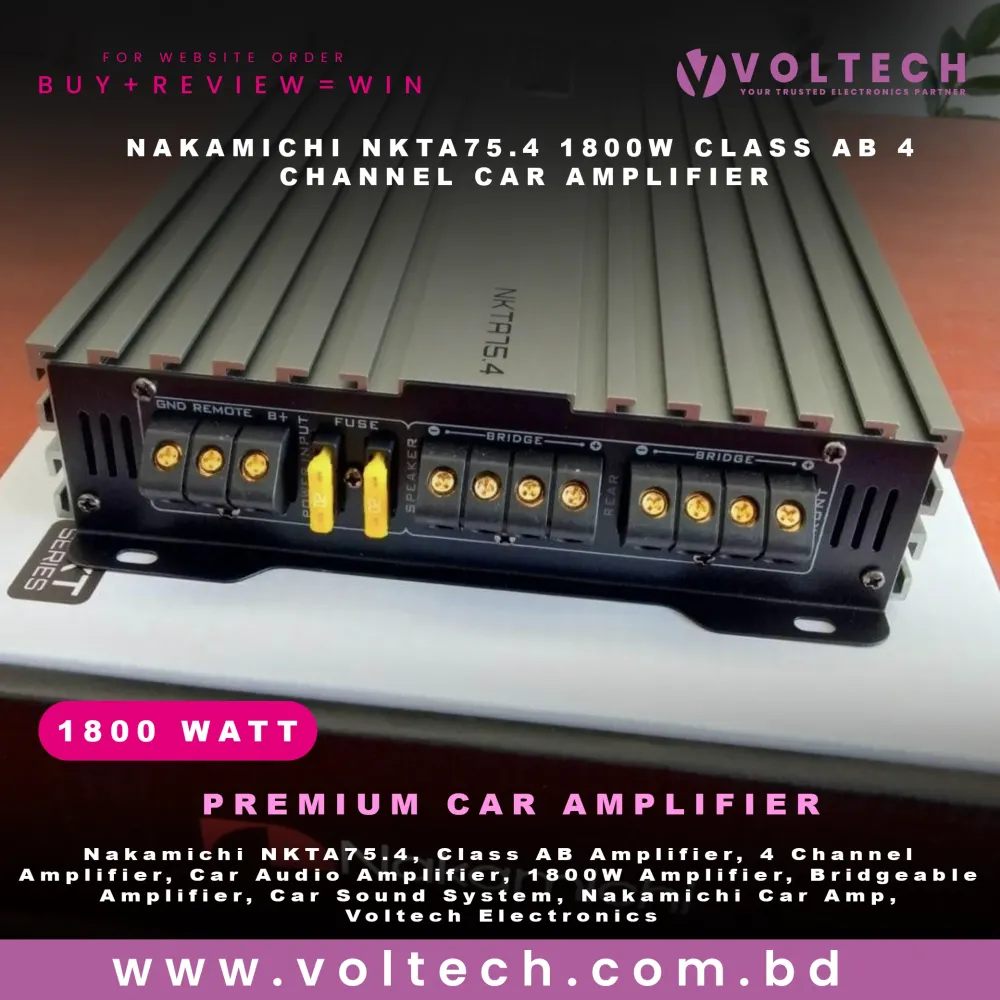 Nakamichi NKTA75.4 1800W Class AB 4 Channel Car Amplifier